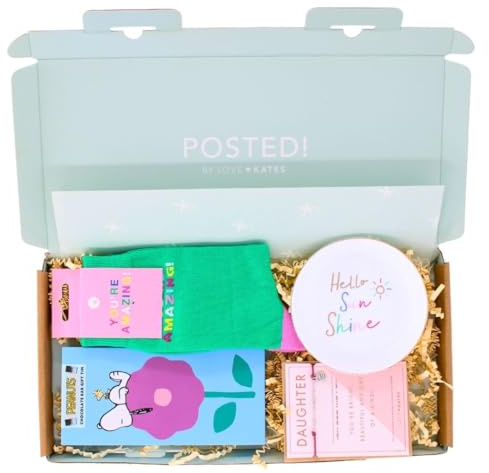 POSTED! Amazing Daughter Letterbox Gift You're Amazing With Snoopy Chocolate Tin - By LK - Vibrant Socks, Trinket Tray, Delightful Bracelet, Joyful Treasures