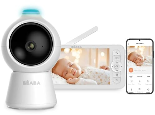 Béaba Zen Smart AI, Babyphone Video 3 In 1, 360° Kamera Full QHD 4MP, HD 720p Display, Mobile App, KI Drehungserkennung, Nachtsicht, Nachtlicht, Walkie-Talkie, VOX, Weiß