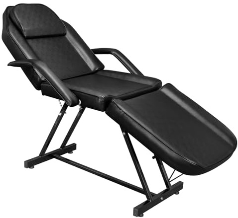 Bonnlo Table de Massage Pliante Professionnelle, lit D'esthéticienne, Table Esthetique Professionnel Faciale Polyvalente pour équipement de Salon de Beauté Spa Coiffeur (Noir, Standard)
