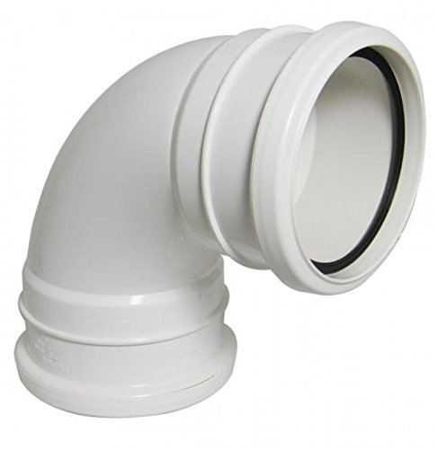 FLOPLAST 110mm Ring Seal Soil 92.5 Degree Double Socket Bend - White - Pack of 2