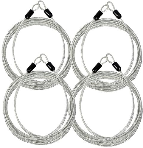Lumintrail Cable de seguridad trenzado de acero recubierto de acero de 4 pies de 3 mm (1/8 pulgadas) para bloqueo de equipaje, cable de seguridad de doble bucle (paquete de 4)