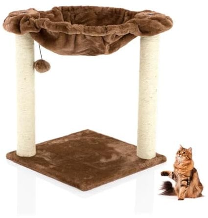 COZY PET Cat Tree Scratcher with Large Hammock Bed Scratcher Activity Centre Scratching Post Cat Trees in Chocolate Brown CT12-Choc. Kitten.