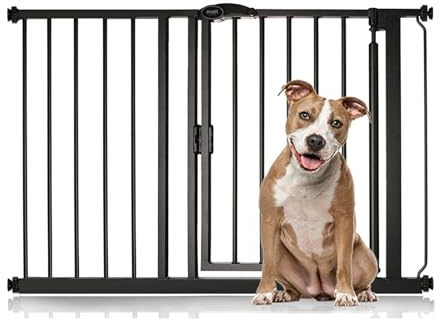 Bettacare Auto Close Pet Gate, 111cm - 118cm, Matt Black, Pressure Fit Stair Gate for Dog & Puppy, Safety Barrier for Doors Hallways and Spaces, Easy Installation | Pressure fit, no drilling, one-handed opening, double locking, auto-close, easy install.