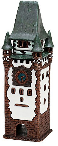 Dekohelden24 Keramik-Lichthaus - Martinstor in Freiburg - HandArt - Detailgetreu nachgebildet und Handbemalt - Maße: ca. Breite 7 cm x Länge 7 cm x Höhe 21,5 cm.