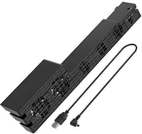 DollaTek USB Externer 5-Fan Super Turbo Temperaturlüfter mit USB Kabel Schwarz für PS4 Pro Spielekonsole