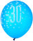 Vibrant 30th Glitz Latex Balloons in Light Blue, Royal Blue, & White (30cm) - Perfect for Parties, Celebrations & Events - 6ct