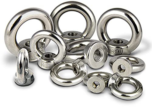 PROTECH 10 Stück Ringmuttern M12 Edelstahl rostfreier A2 V2A Ösenmutter DIN 582 Augenmutter mit Gewinde Mutter Öse Ringösen 304 poliert