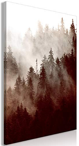 decomonkey Bilder Wald 80x120 cm 1 Teilig Leinwandbilder Bild auf Leinwand Vlies Wandbild Kunstdruck Wanddeko Wand Wohnzimmer Wanddekoration Deko Natur Baum