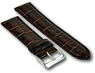 Uhren Pevak® Leder Uhrenarmband Kroko Optik Dunkelbraun 18mm mit Naht Uhr Armband Uhrband