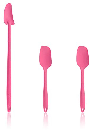 Kochblume Geizhals Set, Restelöffel, Flexlöffel S | Premium Premium-Silikon & BPA freimit Edelstahlkern | In der bunten Box (pink, 3er Set)