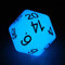 Bescon Jumbo Glowing D20 38MM, Big Size 20 Sides Dice Blue Glow In Dark, Big 20 Faces Cube 1.5 inch