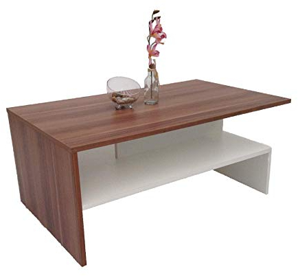 Möbel SD Couchtisch Wohnzimmertisch Kaffeetisch (SW) Nussbaum weiß