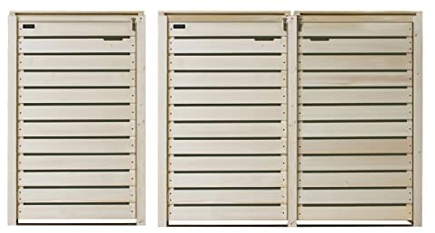 Lukadria Mülltonnenbox Mülltonnenverkleidung Mülltonnecontainer Holz 120L - 240L Natur mit Rückwand Modell HH (3 Tonnen)