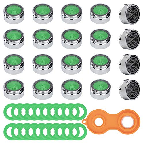 Filtro Grifo M24 Aireador Chorro de Grifo Latón Cromado Difusor Grifo de Agua con Juntas de Goma para Cocina Baño Rosca Exterior 24 mm 20 Piezas