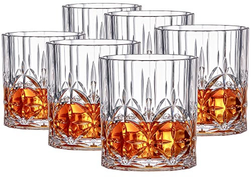 Amazing Abby Whitney - Vasos de whisky de plástico de 14 onzas (juego de 6), copas de vino de plástico, reutilizables, sin BPA, a prueba de roturas, aptas para lavavajillas, perfectas para piscina, al