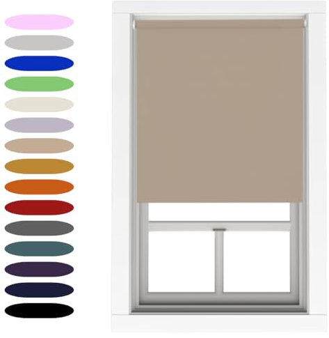 Cappuccino Blackout Roller Blind Metal Fittings Trimmable UV Protection Thermal Properties Premium Fabric Home Office Bedroom Kids Room Child Safe Easy Fit 90cm Width x 160cm Drop