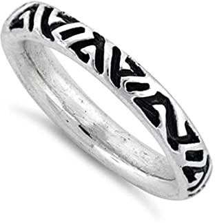 925 Sterling Silber antikes Zeichen handgemachte oxidierte stapelbare Art Deco Ringe (12)