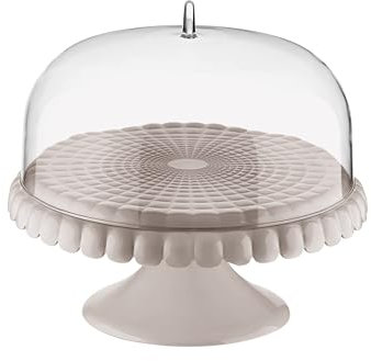 Guzzini - Tiffany, Soporte para Tartas con Campana Pequeña, Molde para Tartas con Tapa - Gris Paloma, Ø 30 x h27 cm - 199401158