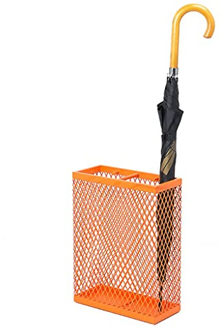 Porte-parapluies Orange métal Hollowout, Parapluie Seau for Bureau Corridor Porche, Grille-au Sol Umbrella Support de Rangement, 30x13x40cm