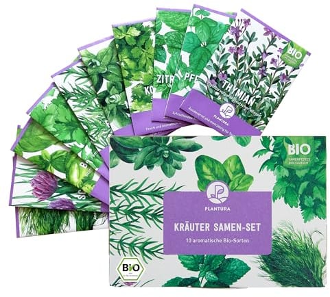 Plantura Bio-Kräuter Samen-Set, samenfestes Bio-Saatgut für Topf & Beet, mit 10 Sorten