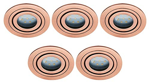 LITECRAFT Recessed Downlights IP65 Rated Tiltable Spotlights - (Brushed Copper, Pack of 5)