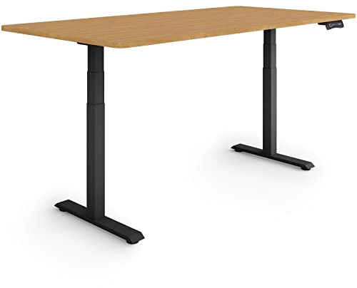 ESMART EZX-132BBA elektrischer Steh-Sitz-Schreibtisch | 160 × 80 cm, Bambus-Dekor, Höhe 60,5–125,5 cm, 3 Speicherplätze, Aktivitätserinnerung, schnelle Montage