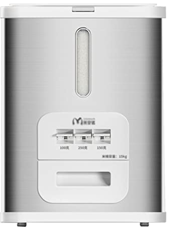 FIFOR 10kg/15kg/20kg Auto Rice Dispenser,SUS Household Rice Storage Bucket, kitchen Dry Food Storage Container, Rice Bucket Dry (Color : Silver, Size : Capacity 15kg)