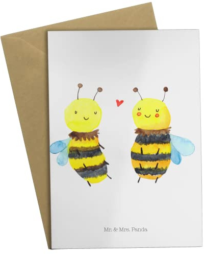 Mr. & Mrs. Panda Klappkarte Biene Verliebt - Geschenk, einladungskarten, weihnachtskarten, Grußkarten, osterkarte, glückwunschkarten