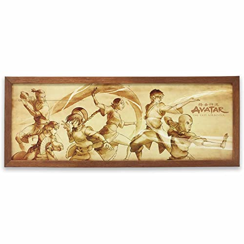 Avatar: The Last Airbender Action-Szene Sepia, gerahmt, Holz, Wanddekoration, Vintage-Avatar-Bild für Kinderzimmer oder Spielzimmer
