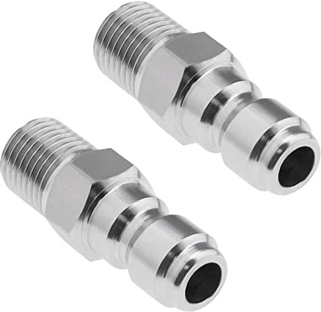 eMagTech 2 Stück Hochdruckreiniger Adapter 1/4 Zoll Stecker BSP Schnellkupplung Stecker 304 Edelstahl Kupplung Auslass Sprühlanze 5000 PSI