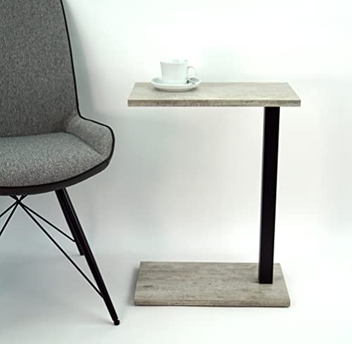 freeroom24 Beistelltisch, Laptoptisch Rebus in Betonoptik, Metall in Schwarz, 45 x 25cm, Verschiedene Höhen (45 x 25 x Höhe 60cm)
