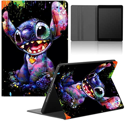 nurkorki Tablet Hülle für Apple iPad 10,2 2020 (Apple iPad 8th Gen), Cute Stitch Karikatur Anime Muster Slim Halten Sie vorne Case PU Leder Flip TPU Stoßfest Verstellbar Ständer Tablet Folio, 01