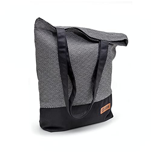 By Bers Einkaufstasche Tote Bag Stofftasche mit langem Henkel Reißverschluss Canvas stabile gewebte Baumwolle (ET00011)