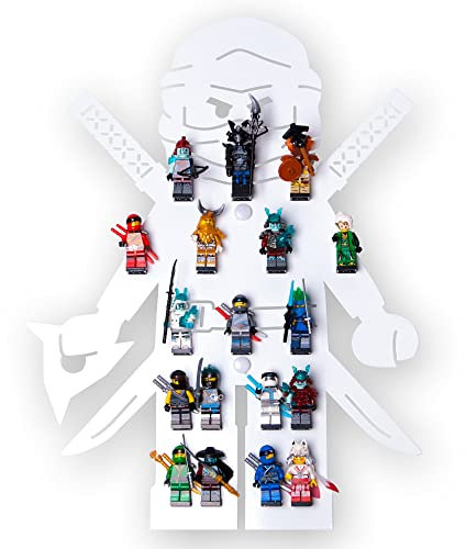 moin minis Kinderzimmerregal für 18 Minifiguren kompatibel mit Ninja Figuren Klemmbausteinen, Aufbewahrungsregal Schaukasten Regal Wandregal Ordnungssystem Sammelvitrine