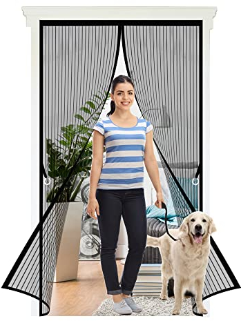 Zanzariera Magnetica per Porte 120 x 210 cm Tenda Magnetica Zanzariera Porta Facile da Installare per Ideale per Porte da Balcone, Cantine, Terrazze, Nero