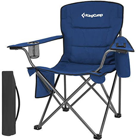 KingCamp Campingstuhl Oakdale Faltstuhl XL Strand Klappstuhl Kühltasche 136 kg Dark Blue