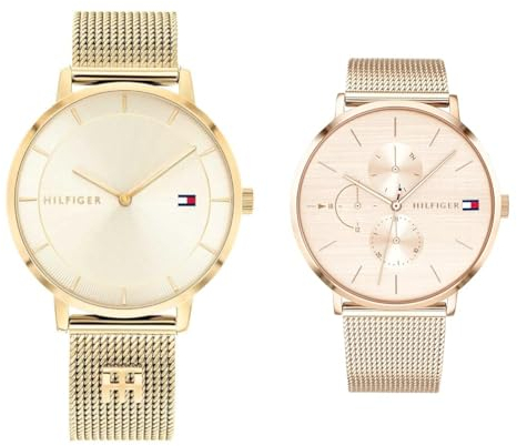Tommy Hilfiger Montre Analogique à Quartz pour Femme avec Bracelet milanais & Montre Analogique Multifunction à Quartz pour Femme avec Bracelet milanais en Acier Inoxydable Couleur Or Rose