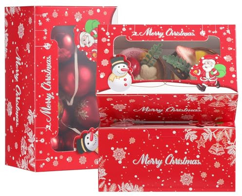 TsunNee 50PCS Christmas Muffin Boxes Cupcake Boxes 2 Hole Cupcake Carrier with Inserts, Xmas Treat Box Gift Box, Christmas Cookies Gift Baking Box for Pastries Brownies Donuts Party Supply