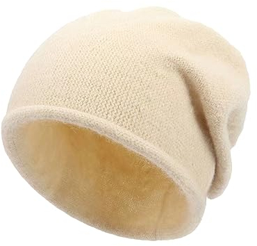 Pluto & Fox Warme Mütze Wollmütze für Winter Unisex Mann Frau Einfarbige Häkelmütze(Beige)