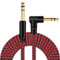 1/4 Inch TRS Instrument Cable 25Ft Red,BELIPRO 6.35mm TRS to 6.35mm TRS Stereo Audio Cable Male to Male Right-Angle-to-Straight for Electric Guitar, Bass, Keyboard,Mixer,Amplifier,Speaker,Equalizer.……