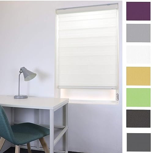 Zebra Roller Blind, 120 x 300 cm Furnished Roller Blinds Skylight Blind Roof Windows Blockout with Install Accessories for Bedroom, Nursery, Loft, Travel, White