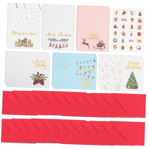 HOMSFOU 49 Stk Neujahrsgrußkarte Weihnachtskarten Für Feiertagsgrußkarten Weihnachtsgrußkarten Weihnachtskarten 2024 Weihnachtsgeschenkkarte Partyzubehör Weihnachten Geschrieben Aufkleber