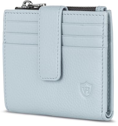VON HEESEN Leder Kartenetui Geldbörse mit RFID-Schutz - Portemonnaie für Herren & Damen aus echtem Leder - Kartenhalter mit Münzfach - Geldbeutel für Männer und Frauen in Hellblau