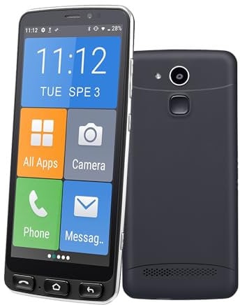 Melefon Teléfono móvil 4G seniorenhandy, 5,5 Pulgadas, Gran Iconos, Android con batería de 2400 mAh, Soporte Bluetooth, GPS, Radio FM, aplicación, WiFi (Negro) (Negro)