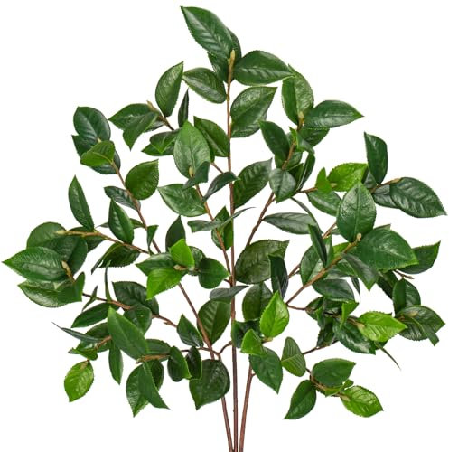 Arborus 3 Stück Künstliche Zweige für Bodenvase 84 cm Kunstzweige Grün Zweig für Vase Künstliche Kamelieblätter Dekozweige für Äste und Zweige Deko Tisch Regal Zimmer Deko