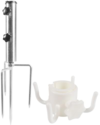 Tundwhite Parasol Stand, Parasol Stand with 4 Adjustable Pegs, Removable Fishing Parasol Stand, Beach Parasol Stand, Beach Parasol Stake, Metal Outdoor Parasol Ground Socket