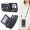 Lipvina Hülle für iPhone 15 Pro Max Hülle mit Band Kartenhalter handyhülle Hülle für iPhone 15 Pro Max mit Reißverschluss Band Ring Ständer Case für Frauen - Schwarzer Leopard