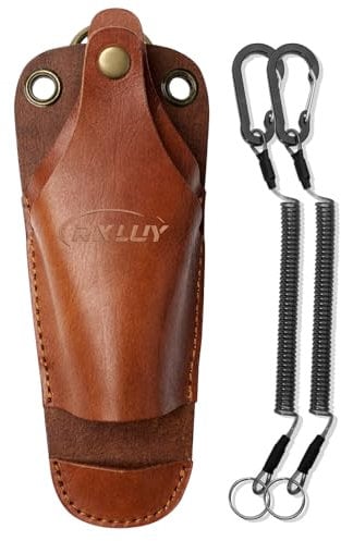 RXLUY Fishing Pliers Holster Fish Lip Gripper Leather Sheath with Retractable Lanyard, Universal Fit for Most Marine Angling & Wild River Lure Tongs Leather Accessories, Fishing Gift for Men