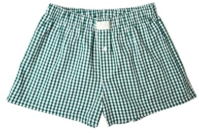 Nicoxijia Y2k Pyjama-Shorts für Damen, kariert, Lounge-Shorts, elastisch, niedrige Taille, Schlafhose, Yoga-Pyjama-Shorts, grün, S