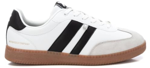 XTI Niedrige Herren-Sneaker, Grün mit schwarzen Details, lässige Sneaker mit Schnürung, 143486, weiß, 41 EU